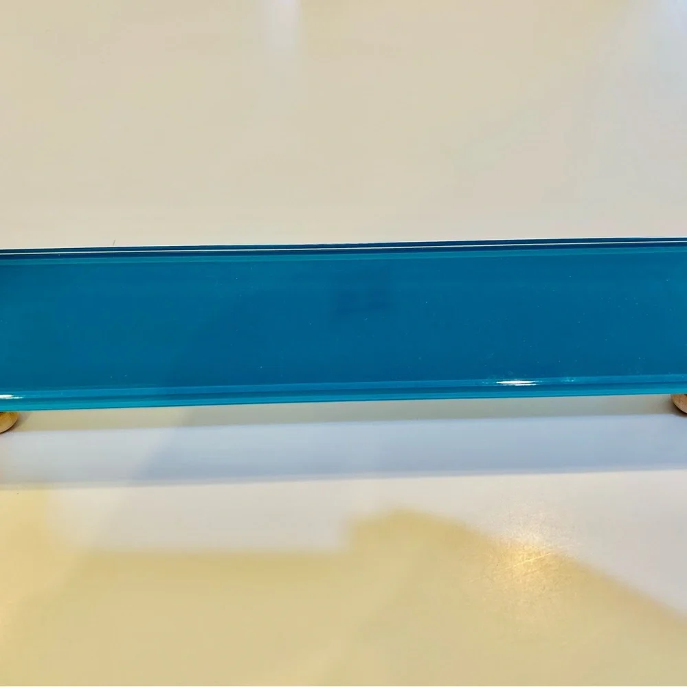 Elegant Turquoise Glass Riser/Tray